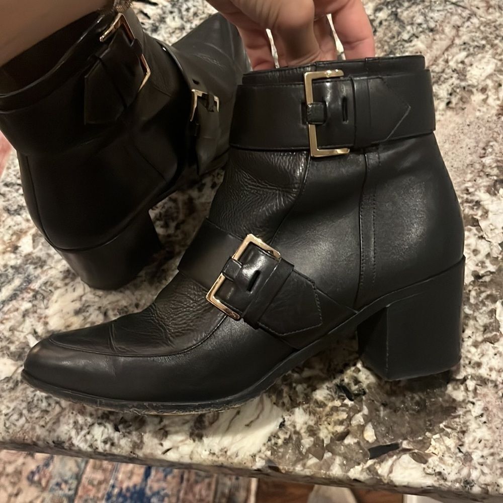 Jason Wu Double Buckle Pointed Toe Leather Booties - Picture 6 of 12